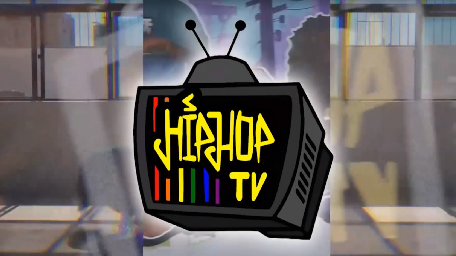 O desenho de uma televisão e dentro está escrito "Hip Hop TV"